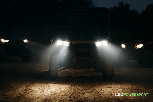 LEDPowersport LED headlight bulb upgrade for 2025 Can-Am Defender, Honda 34901-HR3-A21, and Polaris 4010253