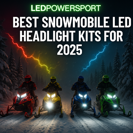 Best snowmobile LED headlight kits for 2025 – Polaris, Ski-Doo, Yamaha, and Arctic Cat sleds with bright white LED headlights from LEDPowersport.