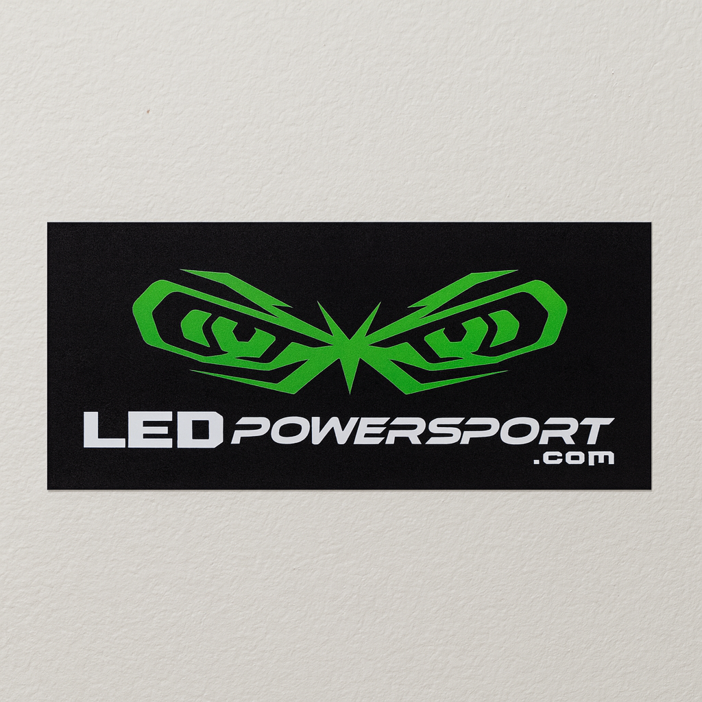 LEDPowersport green eye logo vinyl decal 3x7 sticker for snowmobiles ATVs UTVs