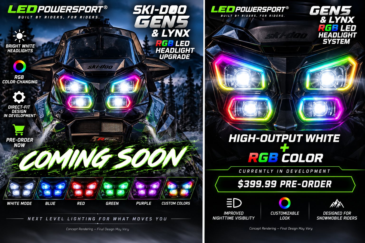 Ski-Doo Gen5 & Lynx RGB LED Headlight Upgrade | LEDPowersport®