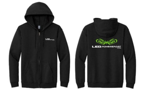 Black LEDPowersport Hoodie – Full Zip with Front & Back Logo