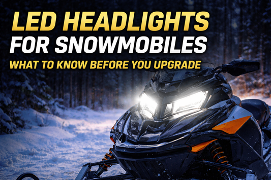 LED headlights for snowmobiles illuminating trail at night – snowmobile LED headlight upgrade