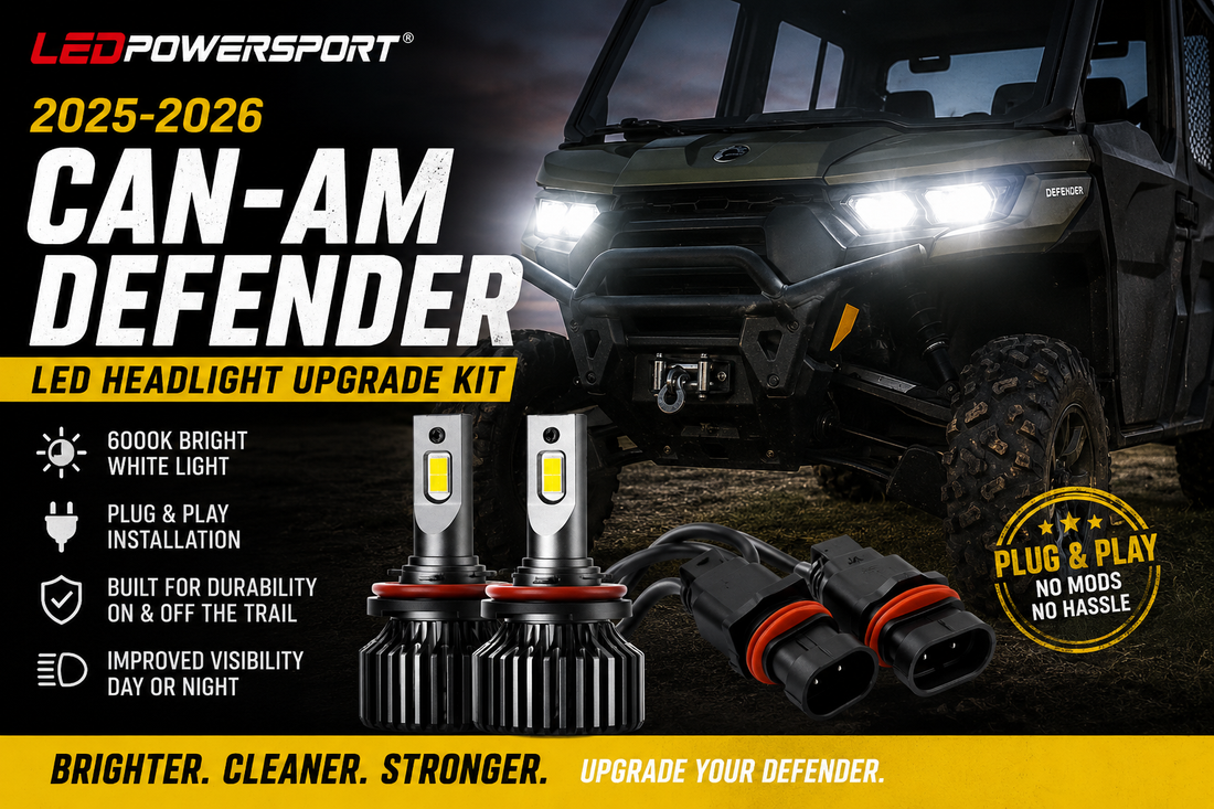 2025 Can-Am Defender LED headlight upgrade kit by LEDPowersport®