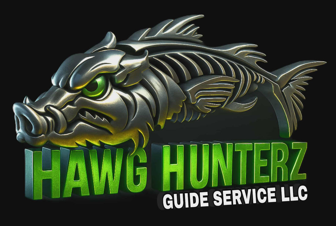 Hawg Hunterz Guide Service LLC logo with green predator fish design
