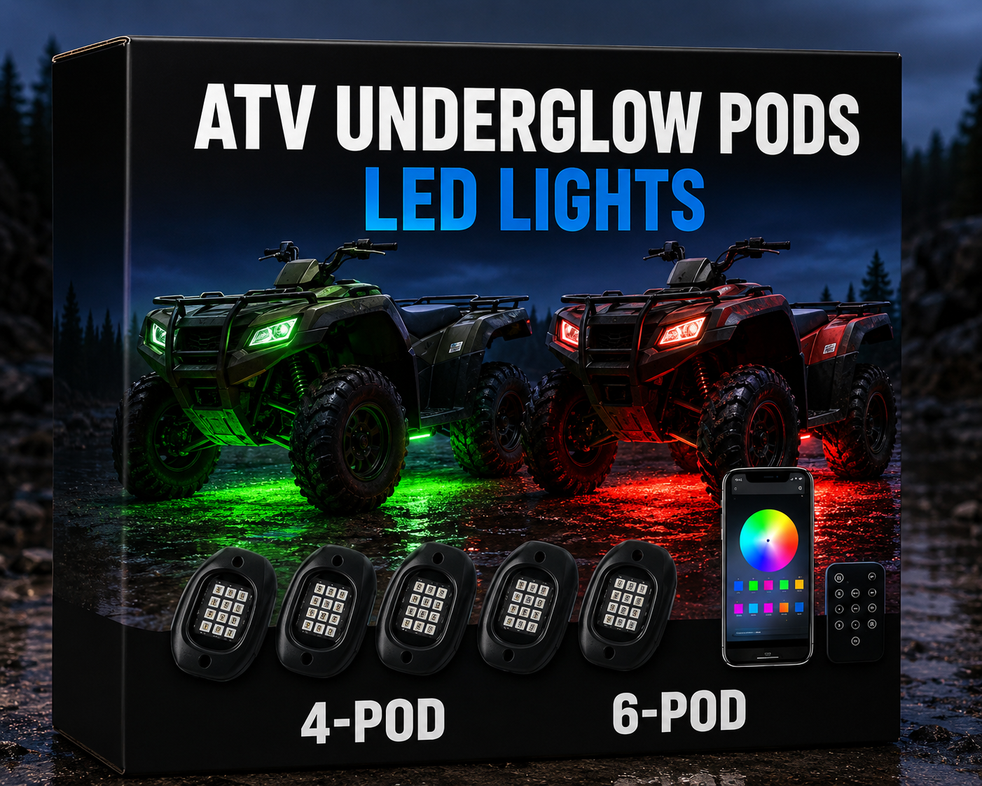 LEDPowersport® ArcticGlow 2026 ATV RGB Underglow Kit | Waterproof App-Controlled ATV Accent Lighting
