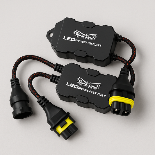881 880 H11 AC to DC LED headlight rectifier 2-pack – LEDPowersport plug-and-play converters for snowmobiles, ATVs, and motorcycles.